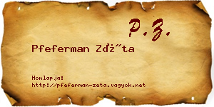 Pfeferman Zéta névjegykártya